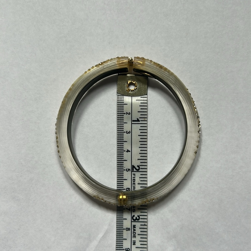 Alexis Bittar Yellow Lucite Crystal Dust Hinged Bracelet - Picture 6 of 8